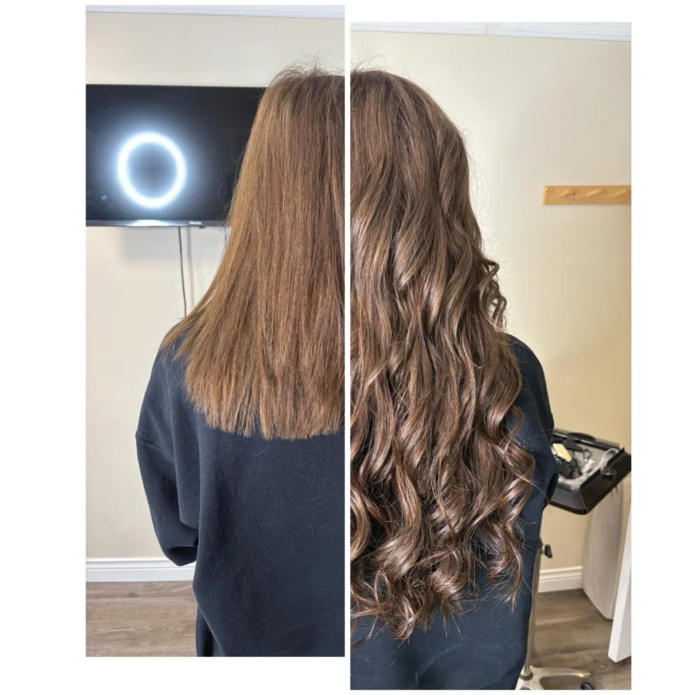 Hair extensions before and after