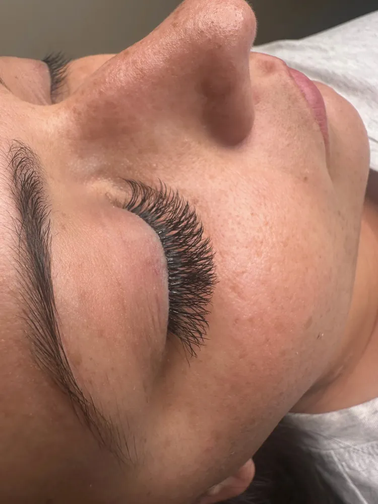 Lash extensions close-up