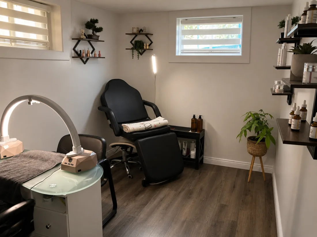 The treatment chair and facial station at Kreative Beauty